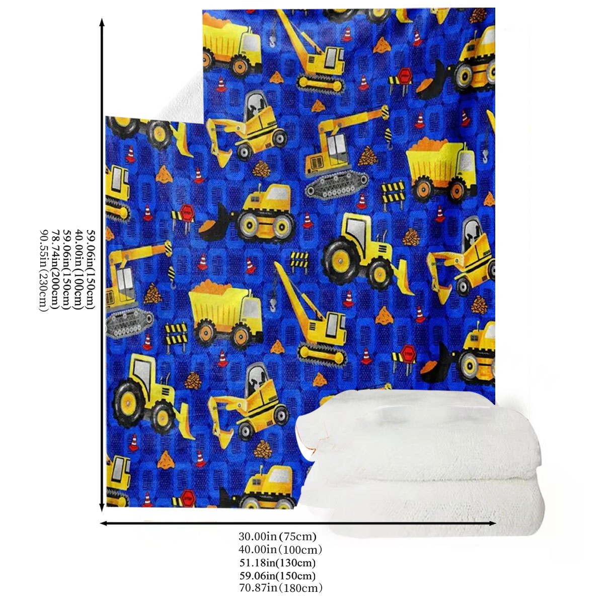 ผ้าห่มลายรถก่อสร้าง 1 ผืน - ลา - Dump Truck Heavy Equipment บทวิจารณ์และราคา